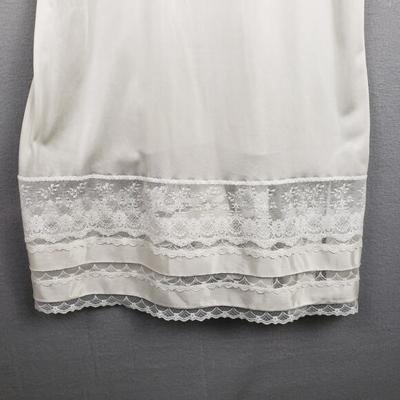 Vintage 40 Lace Trim Lingerie Slip Dress White Y2K Sabrina Carpenter Angelcore - Picture 2 of 10